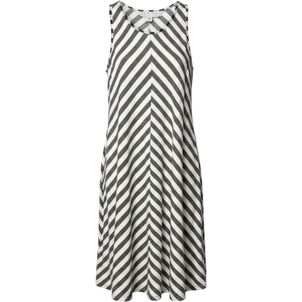 Atina Cristina XS Mini Dress Black‎ White Striped Sleeveless Frayed Casual